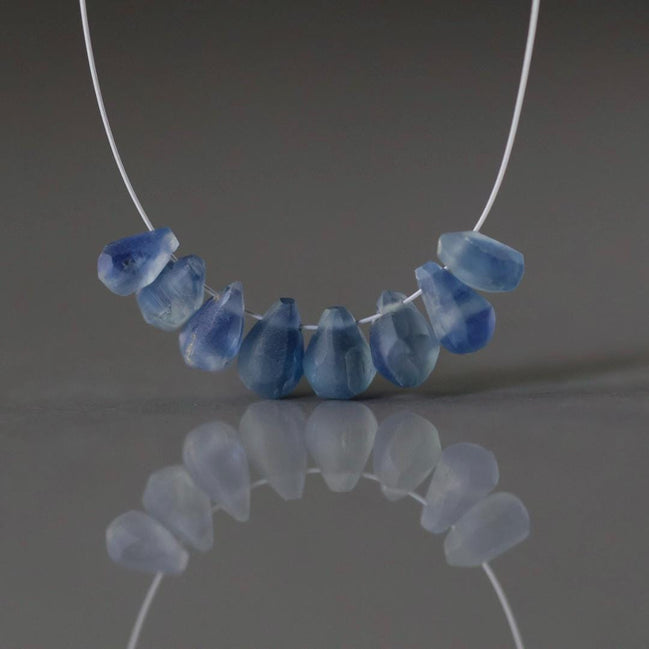 Blue Kyanite Matte Briolette Beads Teardrops Drops 6-7mm 8 Pcs Genuine Gemstone Beads DIY Jewelry Making Beading Craft Supplies Earrings