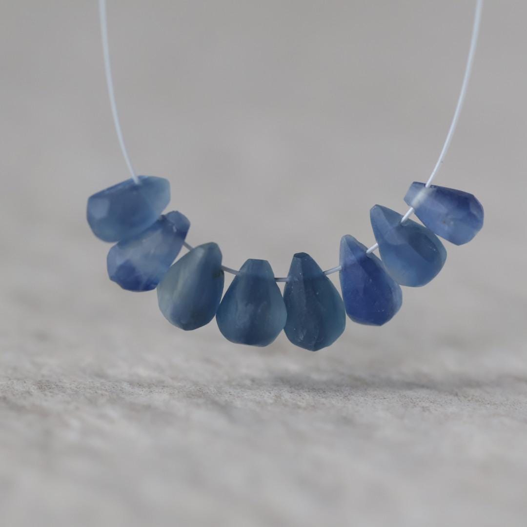Blue Kyanite Matte Briolette Beads Teardrops Drops 6-7mm 8 Pcs Genuine Gemstone Beads DIY Jewelry Making Beading Craft Supplies Earrings