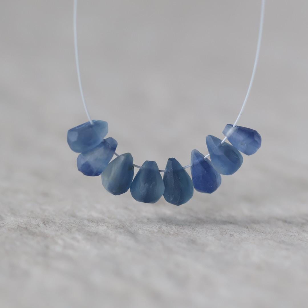 Blue Kyanite Matte Briolette Beads Teardrops Drops 6-7mm 8 Pcs Genuine Gemstone Beads DIY Jewelry Making Beading Craft Supplies Earrings