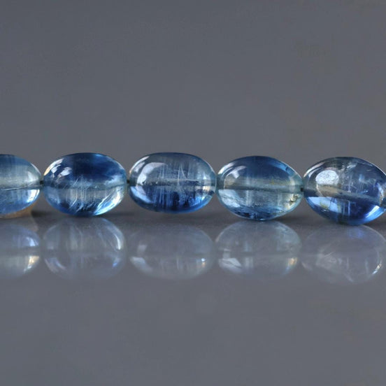 Blue Kyanite Oval Beads Smooth 8 Pcs Genuine Gemstone Beads Jewelry Making Beading Craft Gift DIY Earrings supplies May Birthstone