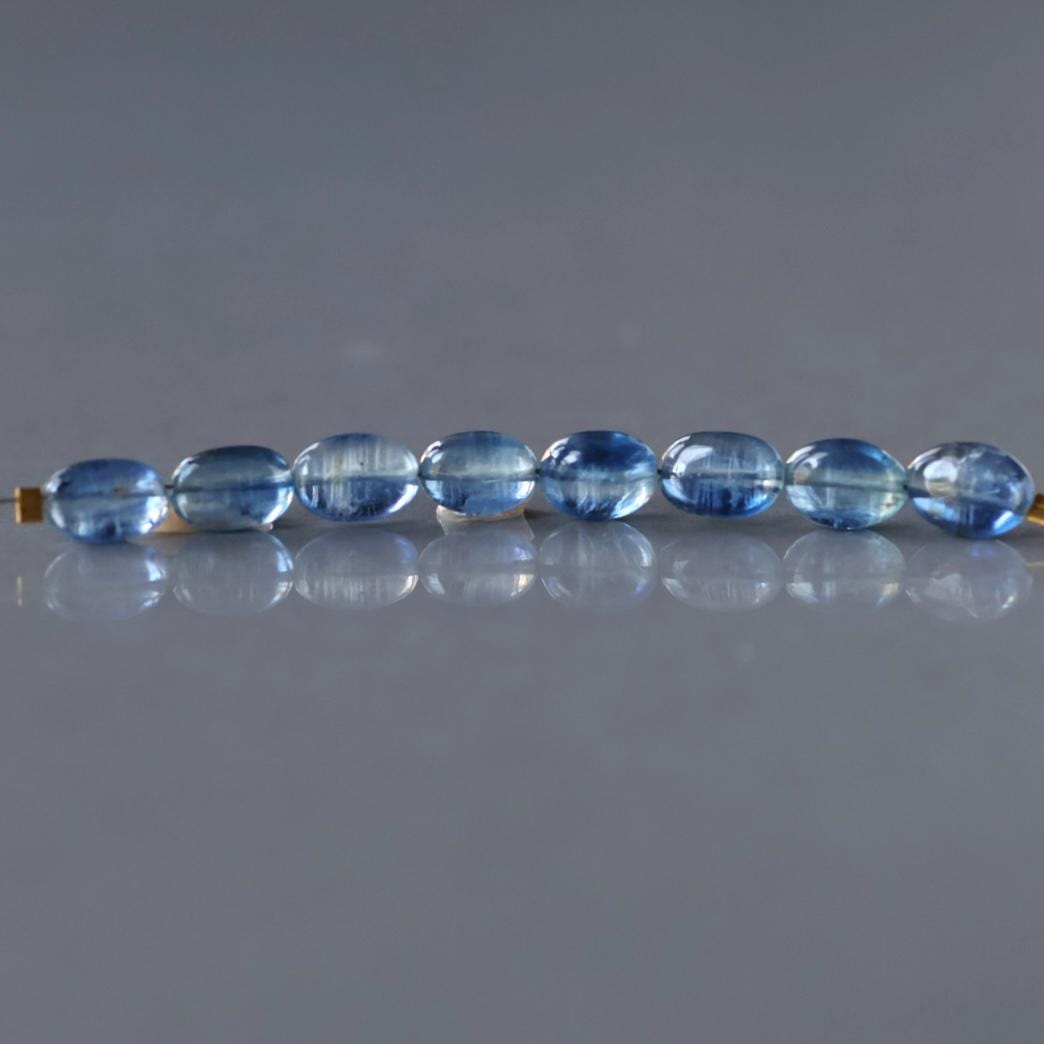 Blue Kyanite Oval Beads Smooth 8 Pcs Genuine Gemstone Beads Jewelry Making Beading Craft Gift DIY Earrings supplies May Birthstone