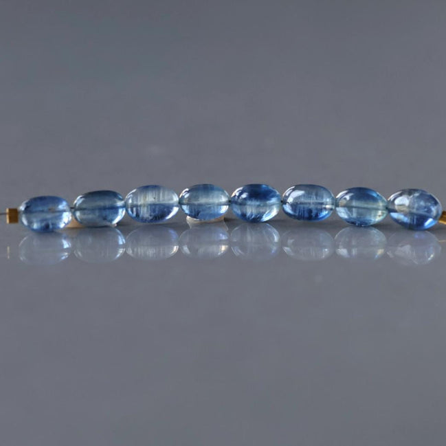 Blue Kyanite Oval Beads Smooth 8 Pcs Genuine Gemstone Beads Jewelry Making Beading Craft Gift DIY Earrings supplies May Birthstone