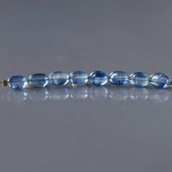 Blue Kyanite Oval Beads Smooth 8 Pcs Genuine Gemstone Beads Jewelry Making Beading Craft Gift DIY Earrings supplies May Birthstone