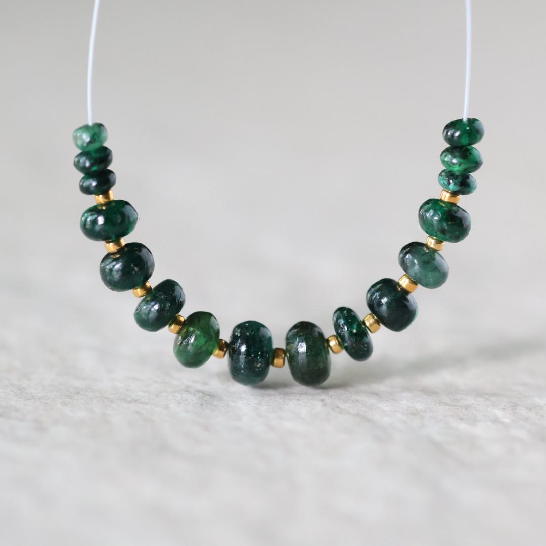 Brazilian Emerald Beads Smooth Rondelle Raw Natural Emerald Genuine Gemstone Beads for DIY Jewelry Making Craft Gift