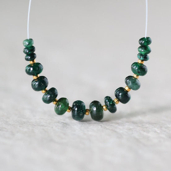 Brazilian Emerald Beads Smooth Rondelle Raw Natural Emerald Genuine Gemstone Beads for DIY Jewelry Making Craft Gift