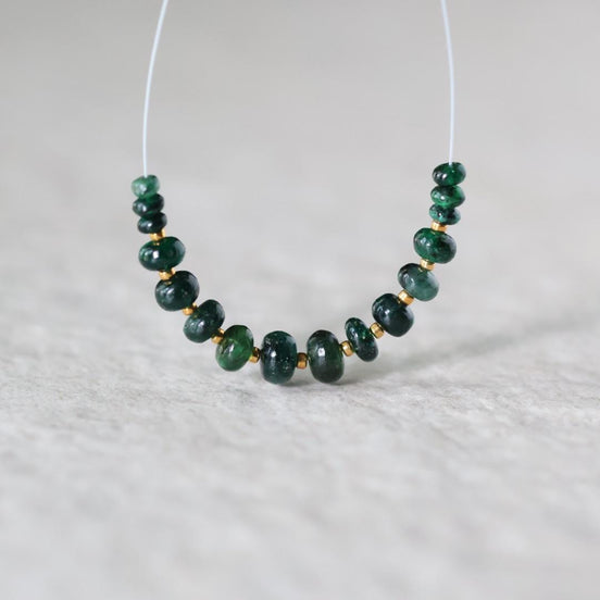 Brazilian Emerald Beads Smooth Rondelle Raw Natural Emerald Genuine Gemstone Beads for DIY Jewelry Making Craft Gift