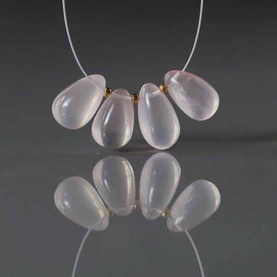 Brazilian Rose Quartz Briolette Beads Smooth Teardrops Pear Shape 4 Pcs 10-11mm Drops Gemstone DIY Jewelry Earrings Pendant