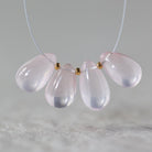 Brazilian Rose Quartz Briolette Beads -Smooth Teardrops 4 Pcs 10-11mm