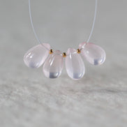 Brazilian Rose Quartz Briolette Beads -Smooth Teardrops 4 Pcs 10-11mm