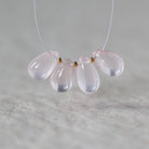Brazilian Rose Quartz Briolette Beads -Smooth Teardrops 4 Pcs 10-11mm