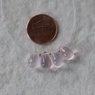 Brazilian Rose Quartz Briolette Beads -Smooth Teardrops 4 Pcs 10-11mm