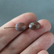 Chocolate Moonstone Oval Faceted Beads 2 Pcs 8x11mm Gemstone Beads for Silk Knotting Jewelry Making DIY Necklace Earrings June Birthstome