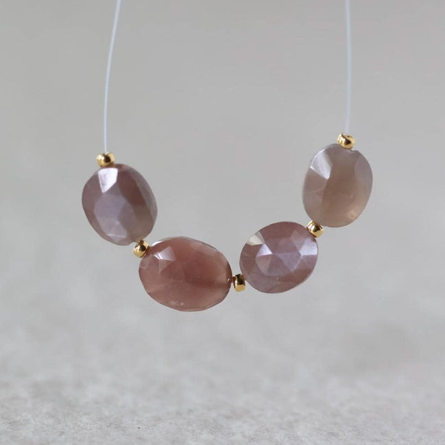 Chocolate Moonstone Oval Faceted Beads 4 Pcs 8x11mm Gemstone Beads for Silk Knotting Jewelry Making DIY Necklace Earrings June Birthstome