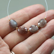 Chocolate Moonstone Oval Faceted Beads 4 Pcs 8x11mm Gemstone Beads for Silk Knotting Jewelry Making DIY Necklace Earrings June Birthstome