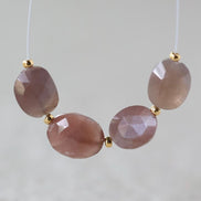 Chocolate Moonstone Oval Faceted Beads 4 Pcs 8x11mm Gemstone Beads for Silk Knotting Jewelry Making DIY Necklace Earrings June Birthstome