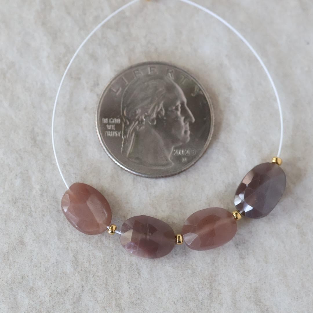 Chocolate Moonstone Oval Faceted Beads 4 Pcs 8x11mm Gemstone Beads for Silk Knotting Jewelry Making DIY Necklace Earrings June Birthstome