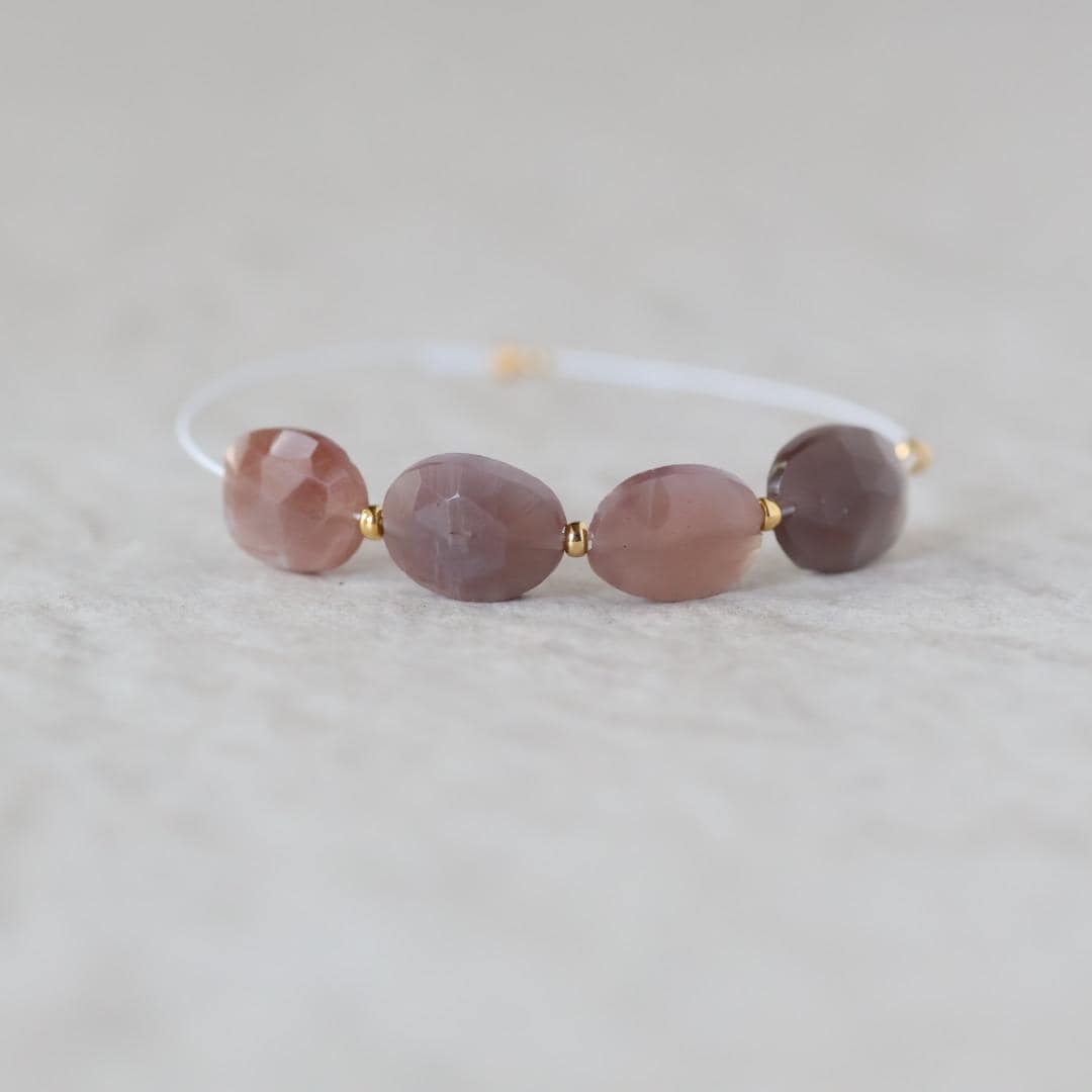 Chocolate Moonstone Oval Faceted Beads 4 Pcs 8x11mm Gemstone Beads for Silk Knotting Jewelry Making DIY Necklace Earrings June Birthstome