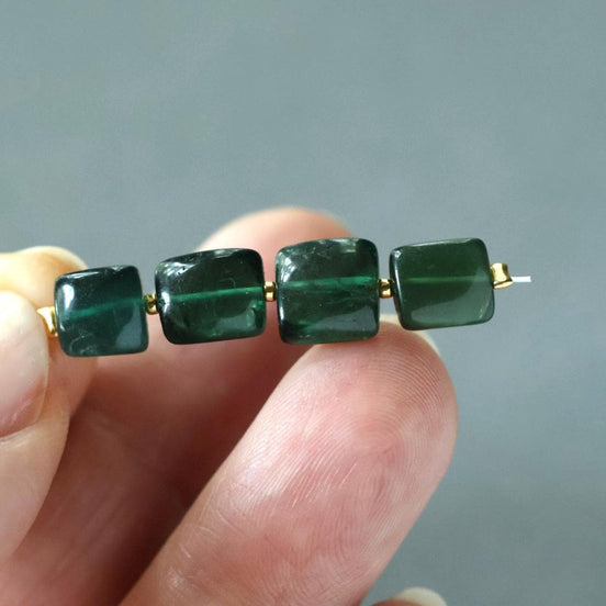 Chrome Green Apatite Rectangle Beads Smooth Square 4 PCs Genuine Gemstone Beads for Jewelry Making Beading Craft Gift Beads