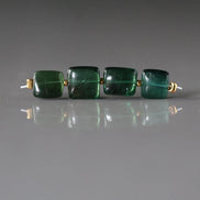 Chrome Green Apatite Rectangle Beads Smooth Square 4 PCs Genuine Gemstone Beads for Jewelry Making Beading Craft Gift Beads