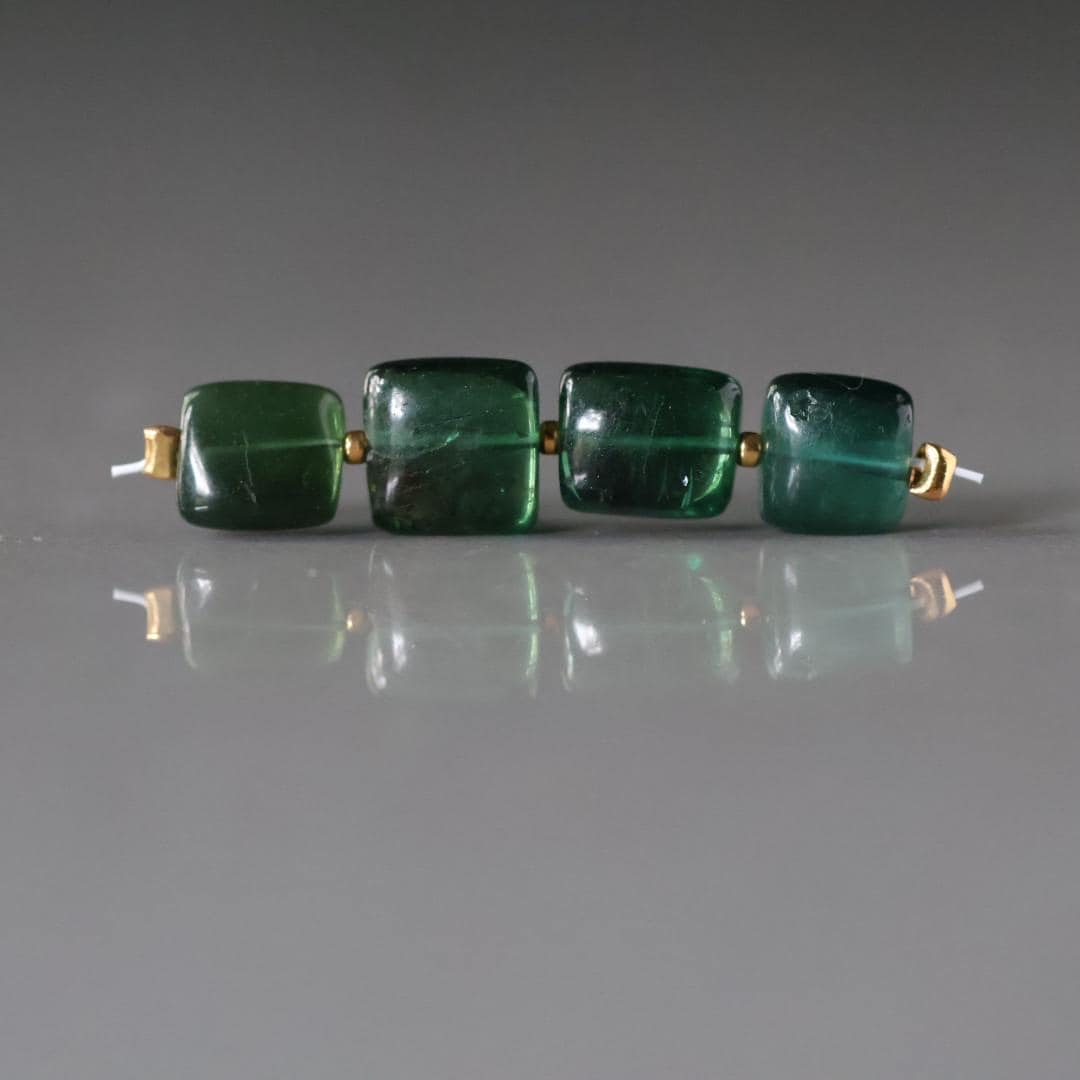 Chrome Green Apatite Rectangle Beads Smooth Square 4 PCs Genuine Gemstone Beads for Jewelry Making Beading Craft Gift Beads