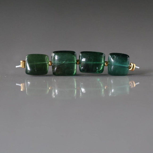 Chrome Green Apatite Rectangle Beads Smooth Square 4 PCs Genuine Gemstone Beads for Jewelry Making Beading Craft Gift Beads