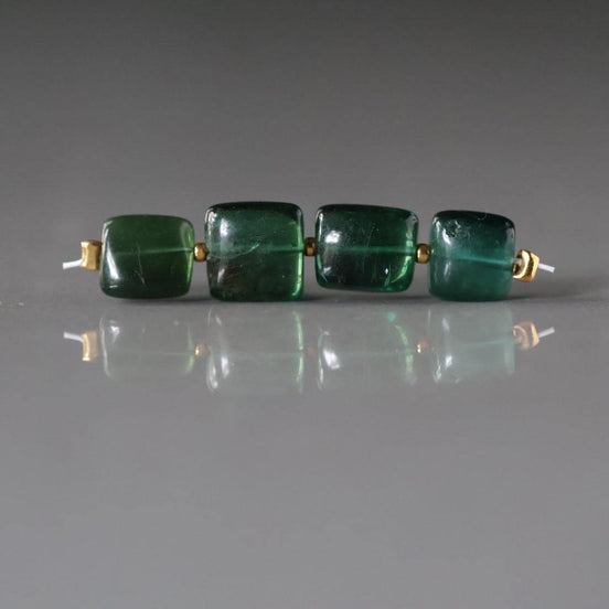 Chrome Green Apatite Rectangle Beads Smooth Square 4 PCs Genuine Gemstone Beads for Jewelry Making Beading Craft Gift Beads