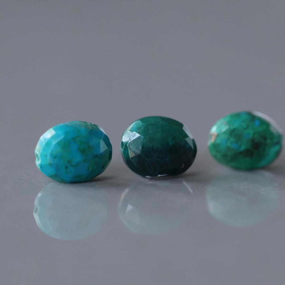 Natural AAA Chrysocolla Faceted Oval Beads Genuine Chrysocolla Nuggets Gemstone Beads for Jewelry Making Earrings Supplies