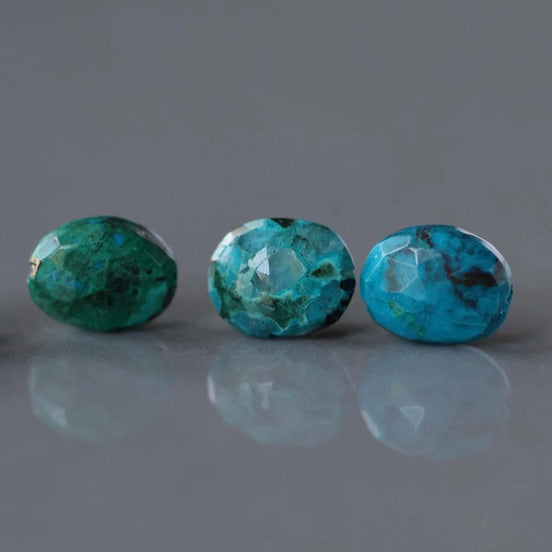 Natural AAA Chrysocolla Faceted Oval Beads Genuine Chrysocolla Nuggets Gemstone Beads for Jewelry Making Earrings Supplies