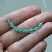 Genuine Colombian Emerald Oval Beads Smooth 4x6mm Mini Nuggets Natural Gemstone for DIY Jewelry Making