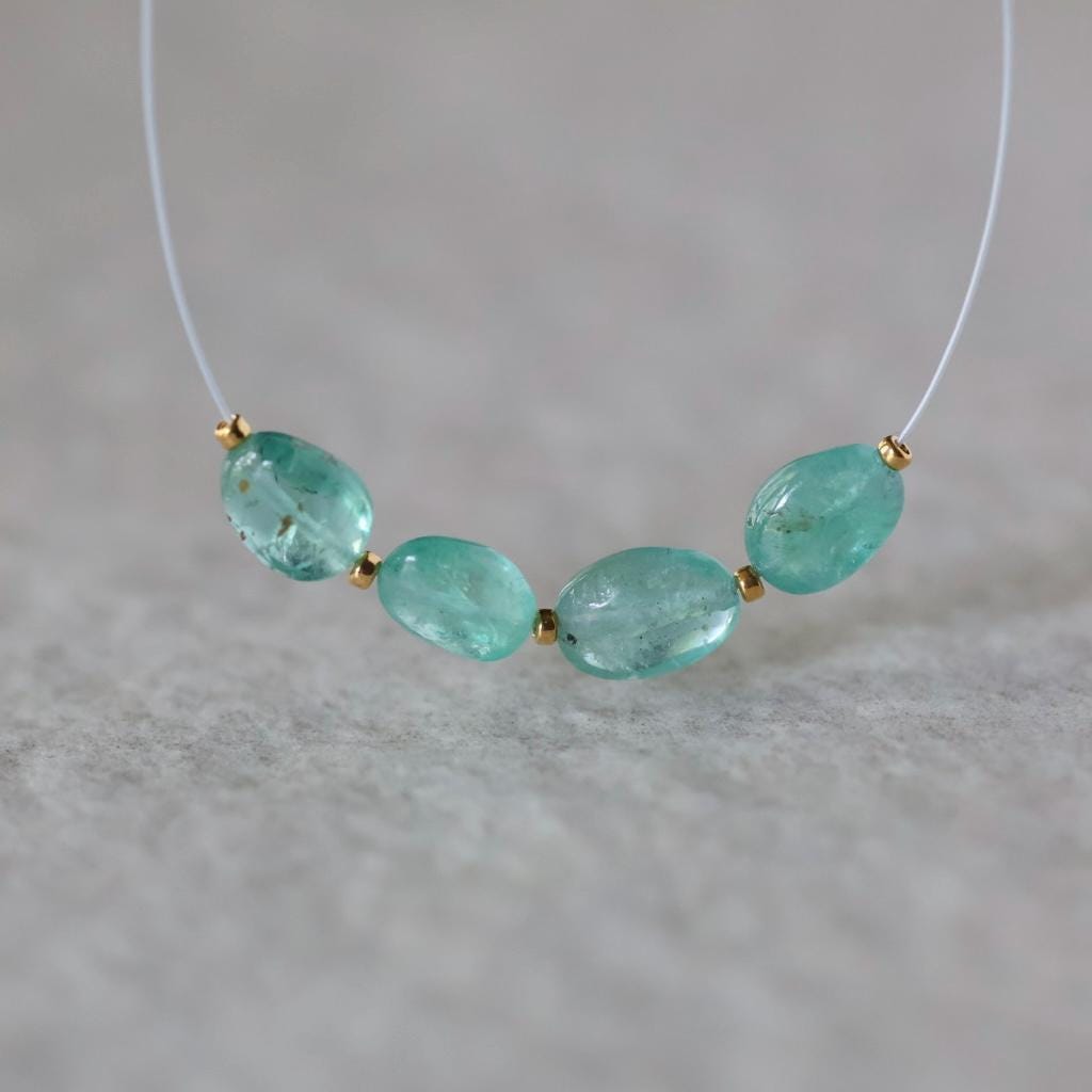 Genuine Colombian Emerald Oval Beads Smooth 5x8mm Mini Nuggets Natural Gemstone for DIY Jewelry Making