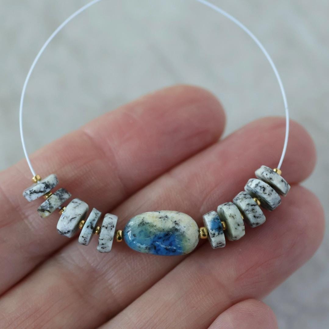 Genuine K2 Jasper Beads Smooth Oval Faceted Heishi Azurite in Granite Natural Gemstone For DIY Jewelry Making Supplies