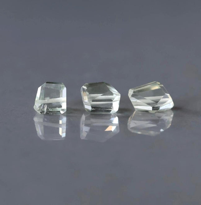 Green Amethyst Faceted Nuggets Large Beads Freeform Prasiolite Transparent Sparkly Gemstone Beads for Jewelry Making February Birthstone
