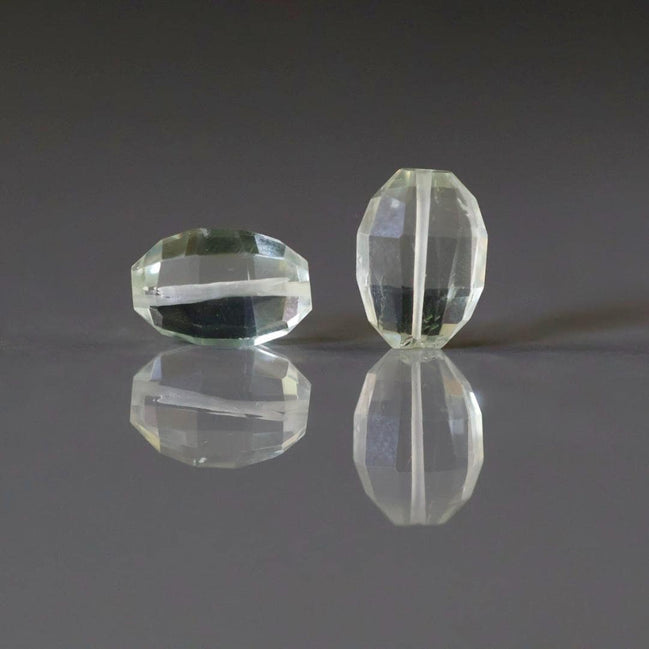 Green Amethyst Oval Bead Checker Faceted Beads Prasiolite Transparent Sparkly Gemstone Beads for Jewelry Making February Birthstone