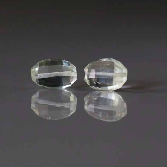 Green Amethyst Oval Bead Checker Faceted Beads Prasiolite Transparent Sparkly Gemstone Beads for Jewelry Making February Birthstone