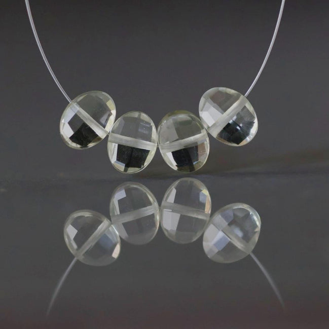 Green Amethyst Oval Bead Checker Faceted Beads Prasiolite Transparent Sparkly Gemstone Beads for Jewelry Making February Birthstone
