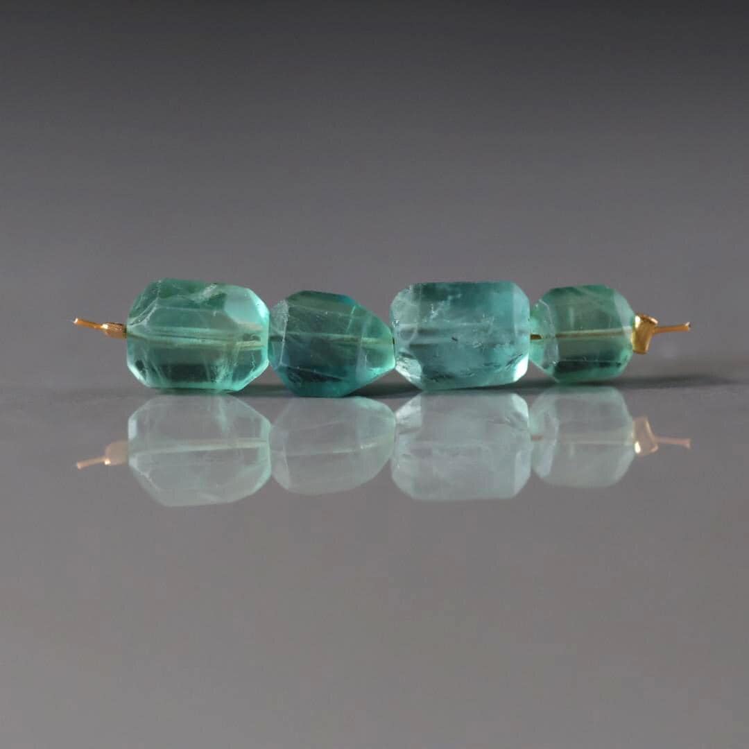 Natural Green Fluorite Nugget Bead Faceted Chunks 4 Pcs Gemstone Beads DIY Jewelry Making Necklace November birthstone