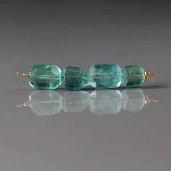 Natural Green Fluorite Nugget Bead Faceted Chunks 4 Pcs Gemstone Beads DIY Jewelry Making Necklace November birthstone