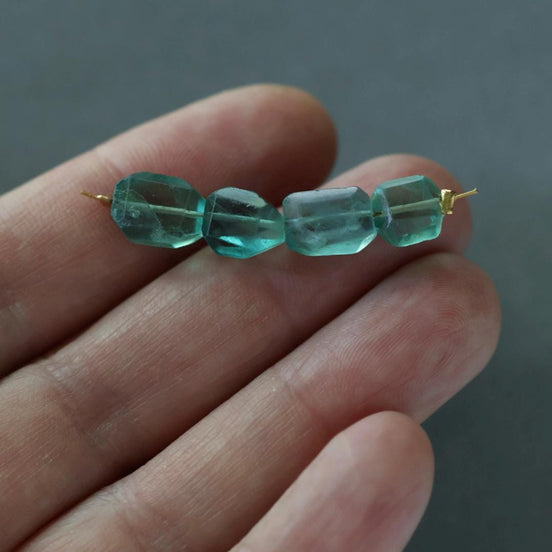 Natural Green Fluorite Nugget Bead Faceted Chunks 4 Pcs Gemstone Beads DIY Jewelry Making Necklace November birthstone