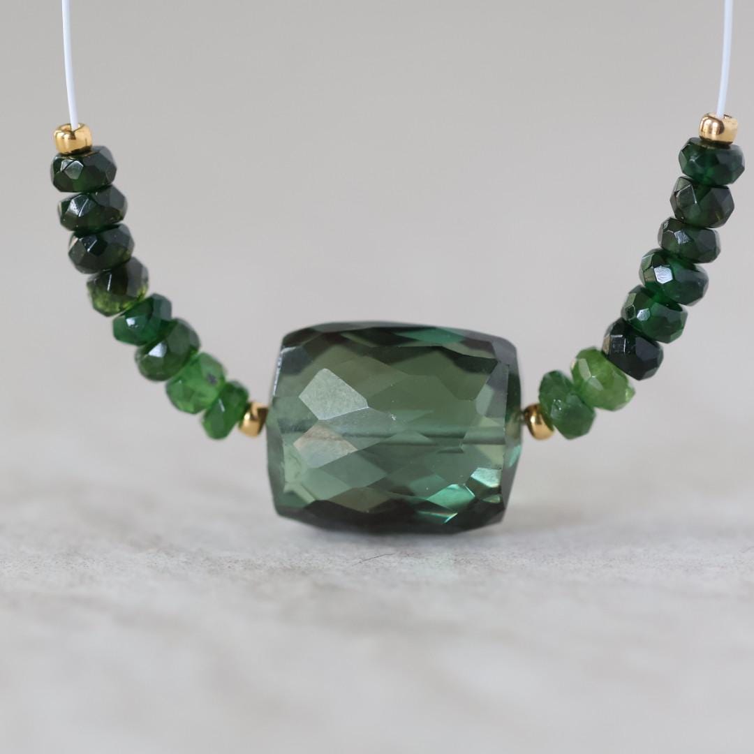 Green Tourmaline Beads 13mm Nugget 3.5mm Faceted Rondelle Natural Gemstone for DIY Jewelry Making