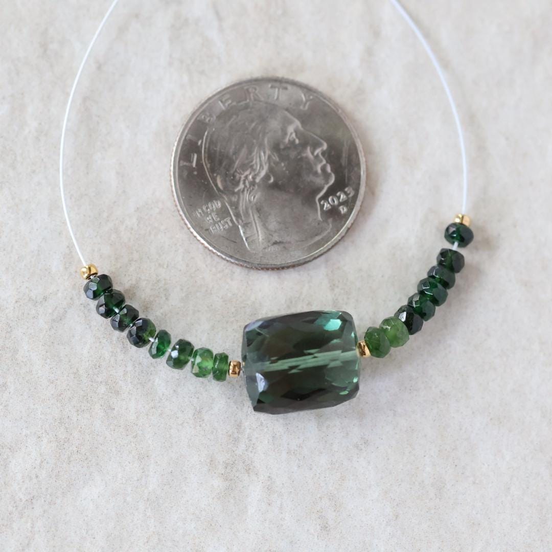 Green Tourmaline Beads 13mm Nugget 3.5mm Faceted Rondelle Natural Gemstone for DIY Jewelry Making