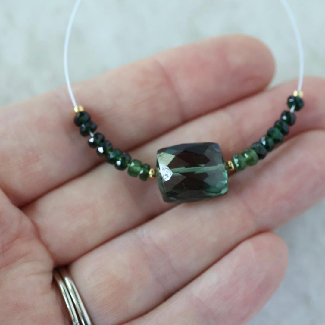 Green Tourmaline Beads 13mm Nugget 3.5mm Faceted Rondelle Natural Gemstone for DIY Jewelry Making