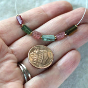 Green Tourmaline Tube Beads Sticks 2 PCs Genuine Gemstone Beads DIY Jewelry Making Gift October Birthstone