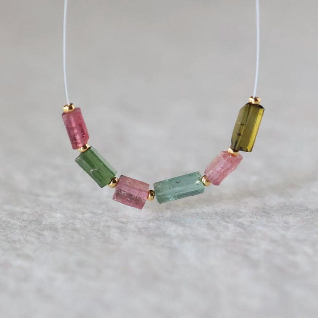 Green Tourmaline Tube Beads Sticks 2 PCs Genuine Gemstone Beads DIY Jewelry Making Gift October Birthstone