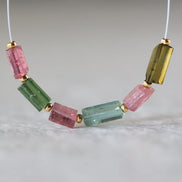 Green Tourmaline Tube Beads Sticks 2 PCs Genuine Gemstone Beads DIY Jewelry Making Gift October Birthstone