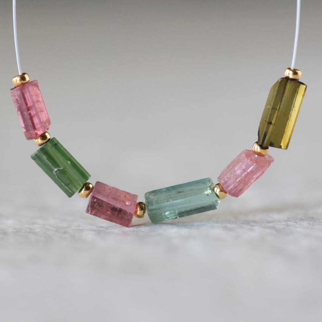 Green Tourmaline Tube Beads Sticks 2 PCs Genuine Gemstone Beads DIY Jewelry Making Gift October Birthstone