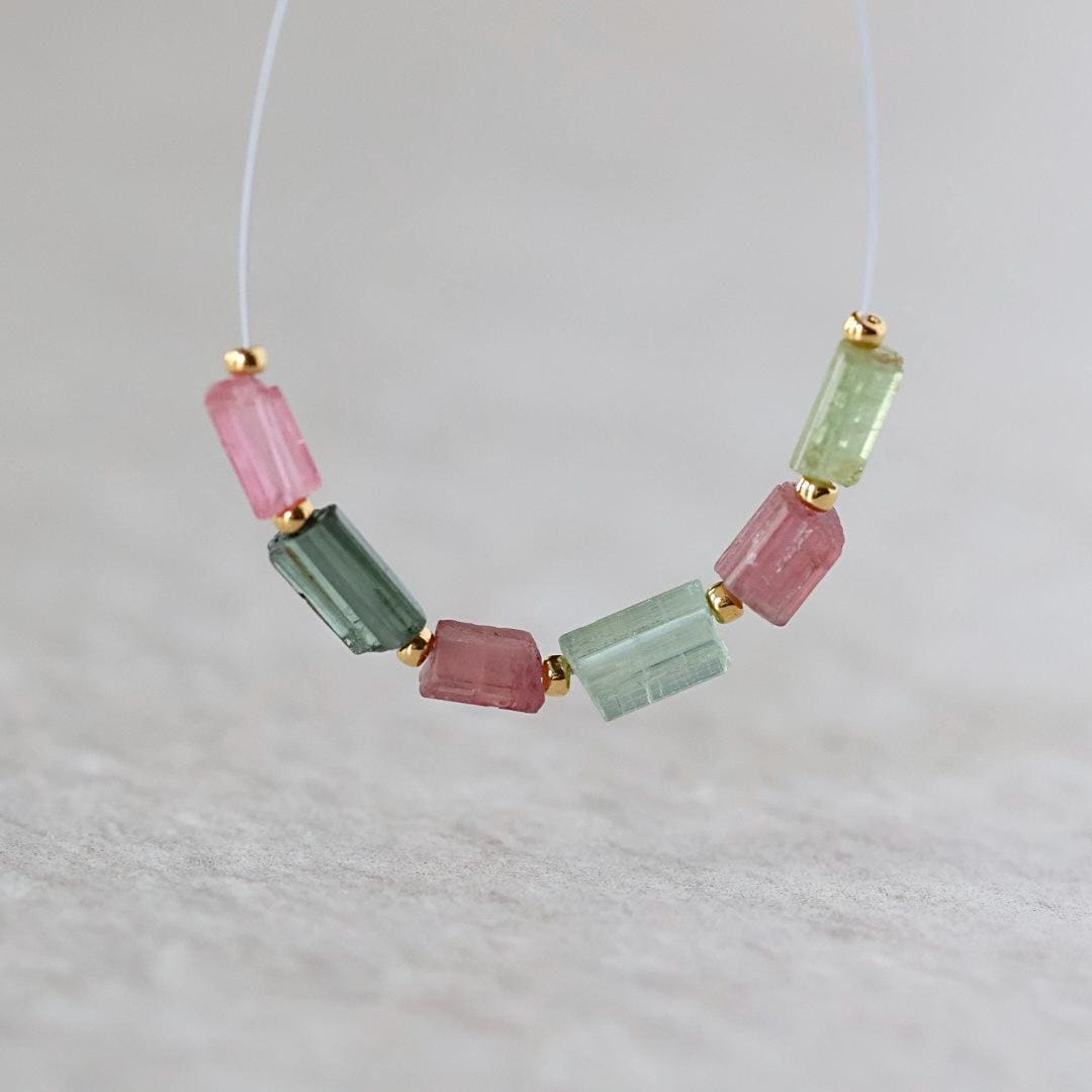 Green Tourmaline Tube Beads Sticks 2 PCs Genuine Gemstone Beads DIY Jewelry Making Gift October Birthstone