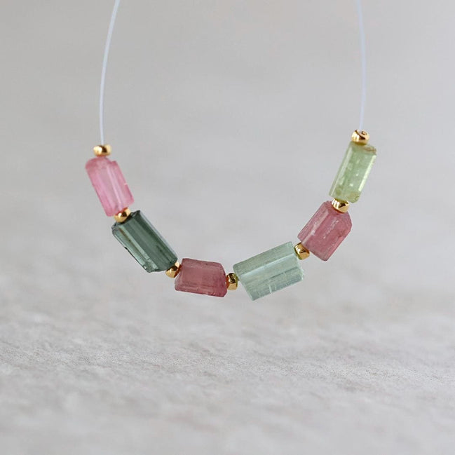 Green Tourmaline Tube Beads Sticks 2 PCs Genuine Gemstone Beads DIY Jewelry Making Gift October Birthstone
