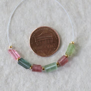 Green Tourmaline Tube Beads Sticks 2 PCs Genuine Gemstone Beads DIY Jewelry Making Gift October Birthstone