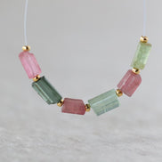 Green Tourmaline Tube Beads Sticks 2 PCs Genuine Gemstone Beads DIY Jewelry Making Gift October Birthstone