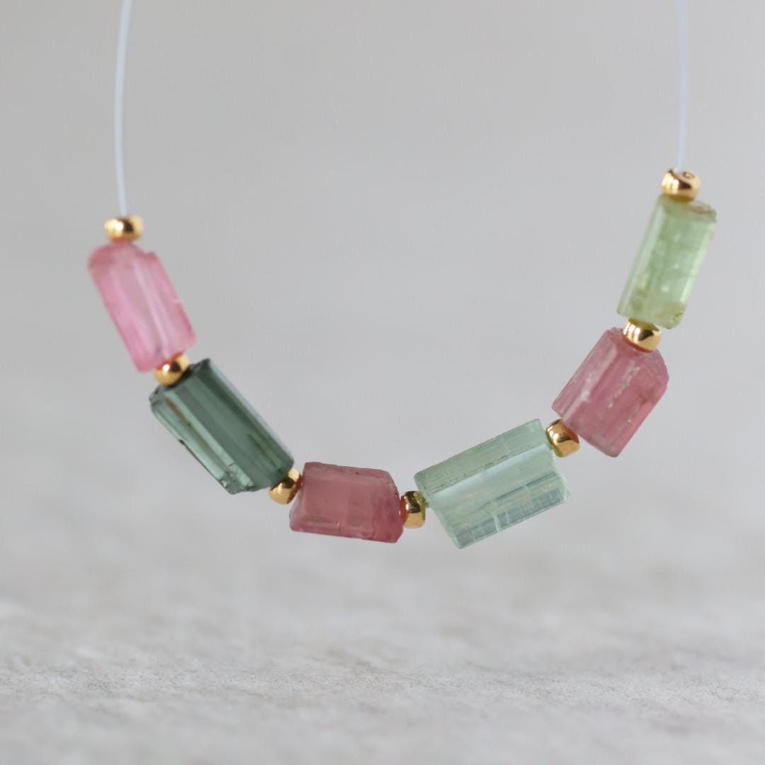 Green Tourmaline Tube Beads Sticks 2 PCs Genuine Gemstone Beads DIY Jewelry Making Gift October Birthstone